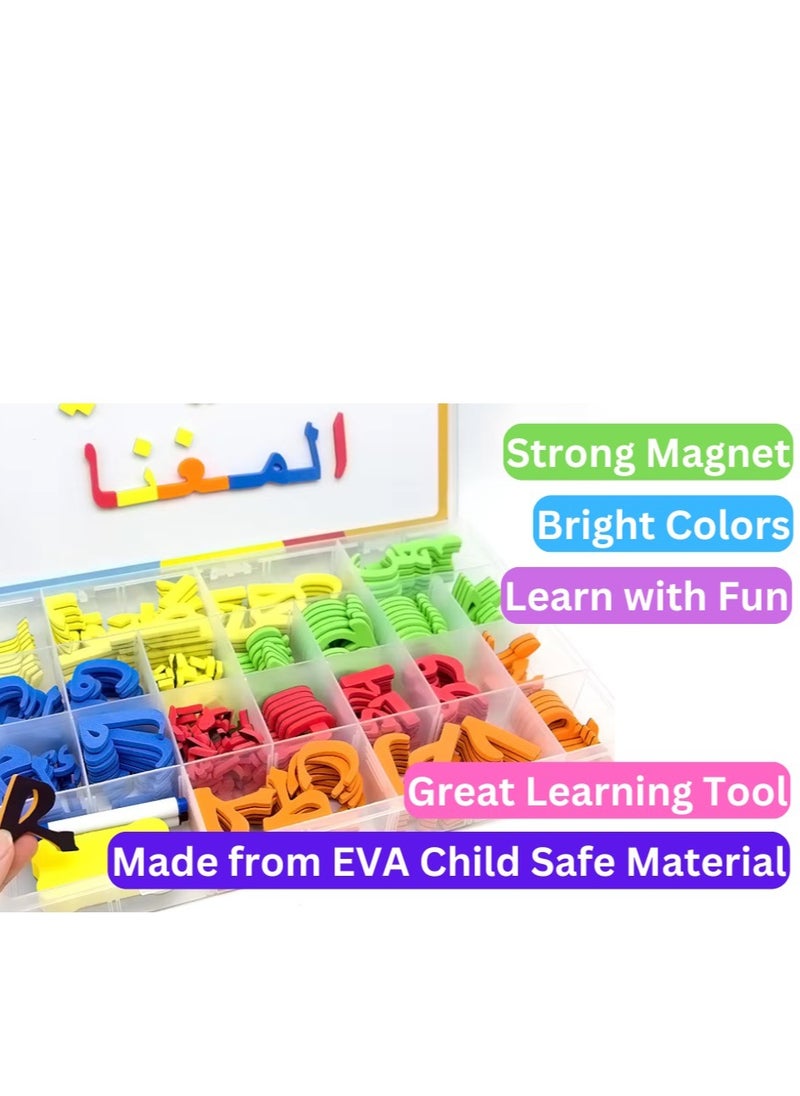 377-Piece Magnetic Arabic Alphabet Word Kits, Early Education Development Toys with Double-Side Magnet White Board, Foam Alphabet Letters Learning for Preschool Kids