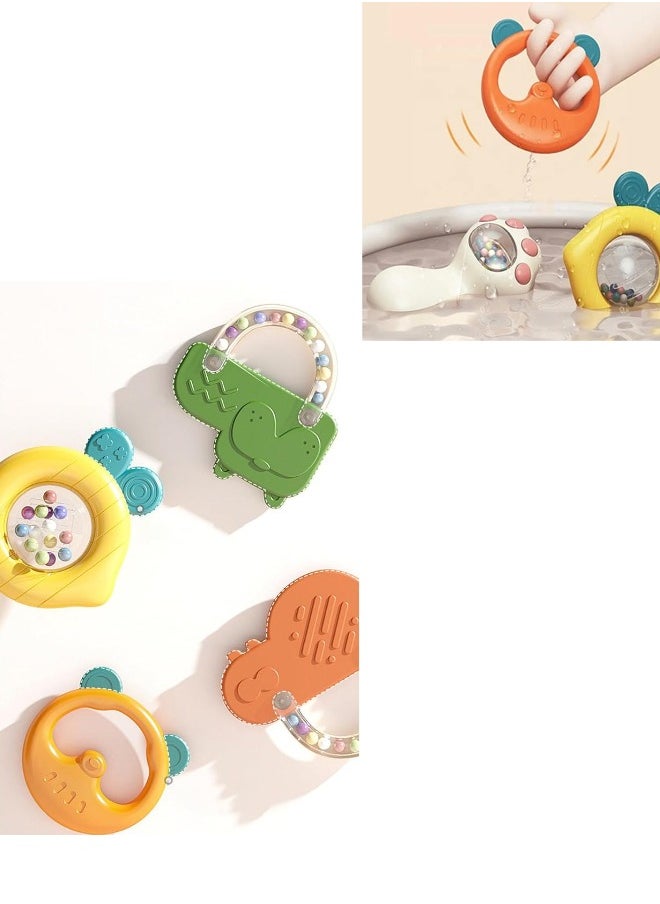 10pcs Baby Rattle Toy Set with Suitcase A Grade Plastic and Silicone, Early Educational Newborn Shaker, Grinding Toys, Boilable BPA Free, 2-in-1 Infant Soothing Toys