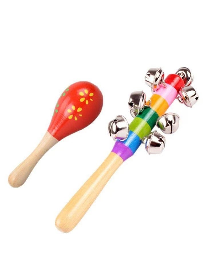 (4 in 1 set) baby toy hand bell one-year-old baby hand grasping training rattle newborn infant rattle early education sand hammer