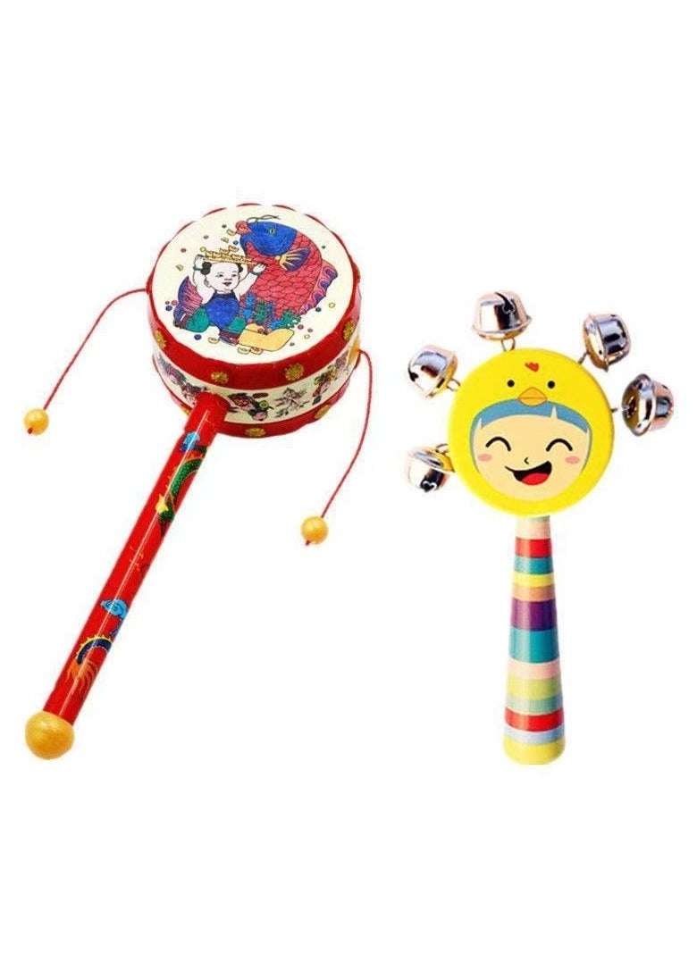 (4 in 1 set) baby toy hand bell one-year-old baby hand grasping training rattle newborn infant rattle early education sand hammer