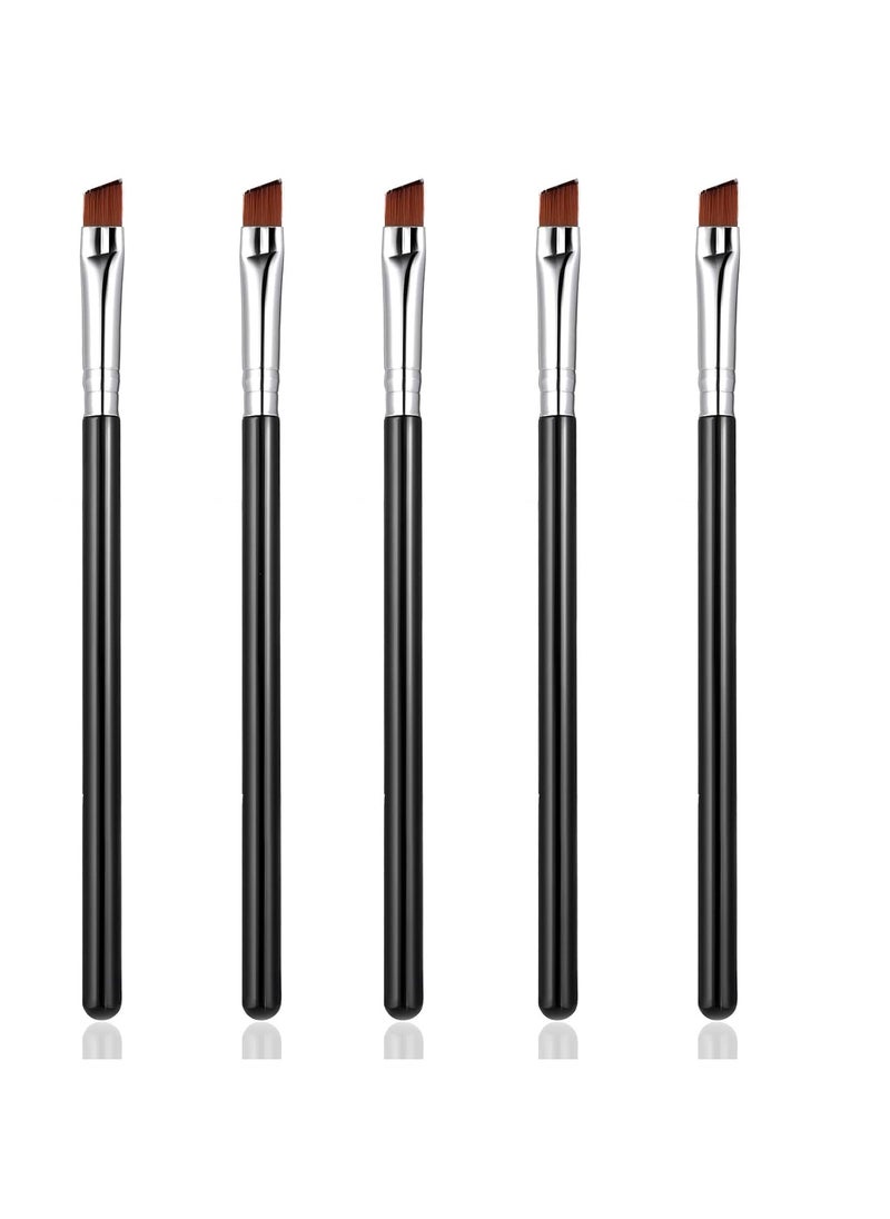 WLLHYF 5Pcs Angled Eyeliner Brush, Fine Slanted Flat Angle Eye Liner Eyebrow Brush Eye Makeup Brush Soft Fibers Synthetic Bristles Eye Makeup Tool