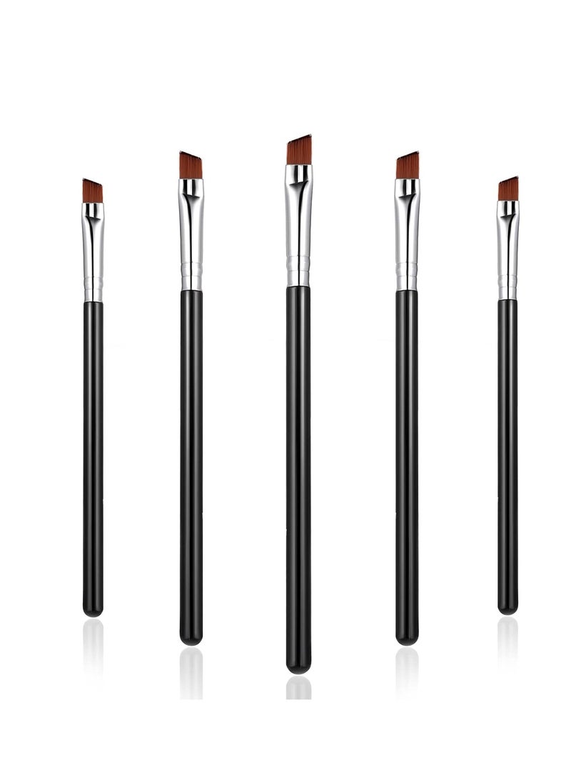 WLLHYF 5Pcs Angled Eyeliner Brush, Fine Slanted Flat Angle Eye Liner Eyebrow Brush Eye Makeup Brush Soft Fibers Synthetic Bristles Eye Makeup Tool