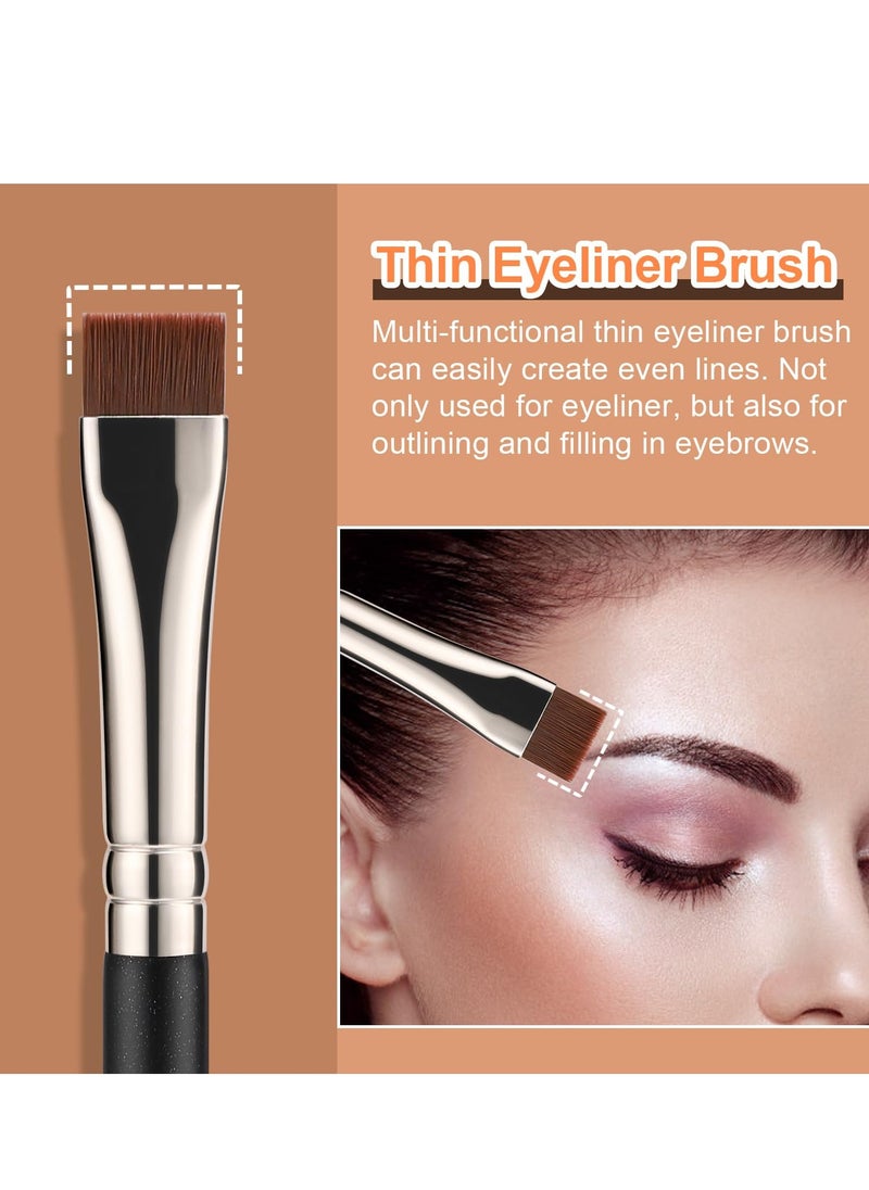 TEOYALL Thin Flat Eyeliner Brush, Precise Eyebrow Definer Brush, Concealer Brush for Cover Blemishes (Multifunctional Flat Brush)