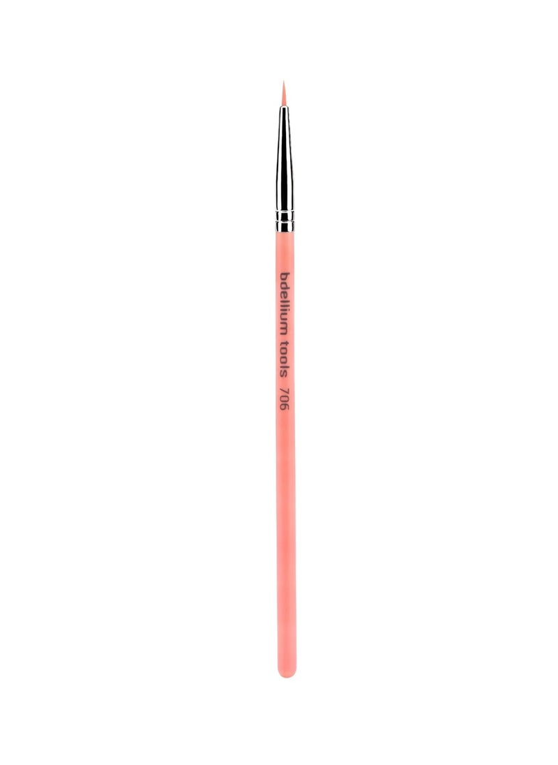 Bdellium Tools Professional Makeup Brush - Pink Bambu Series 706 Fine Point Eyeliner - With Soft Synthetic Fibers, For Ultra-Fine Detail and Lining (Pink, 1pc)