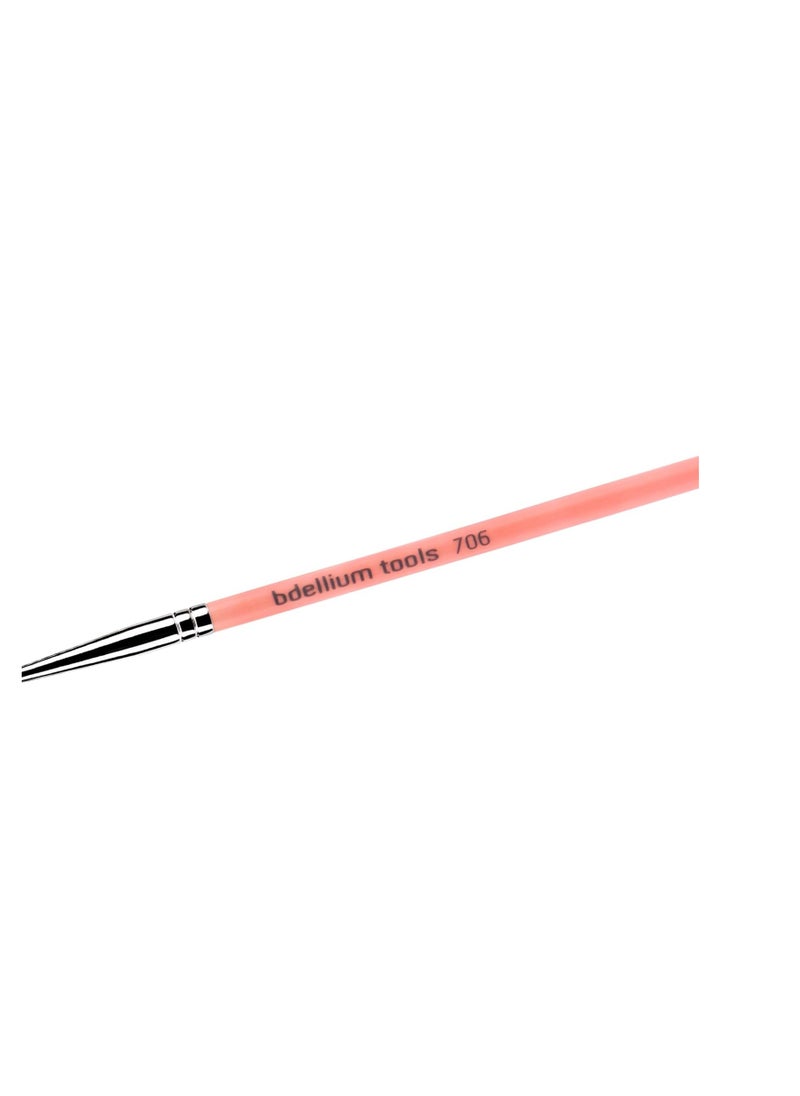 Bdellium Tools Professional Makeup Brush - Pink Bambu Series 706 Fine Point Eyeliner - With Soft Synthetic Fibers, For Ultra-Fine Detail and Lining (Pink, 1pc)