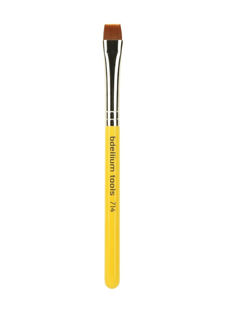 Bdellium Tools Professional Makeup Brush - Travel 714 Flat Eye Definer - Short Wooden Handle for Convenient Travel, For Eye Definition (Yellow, 1pc)