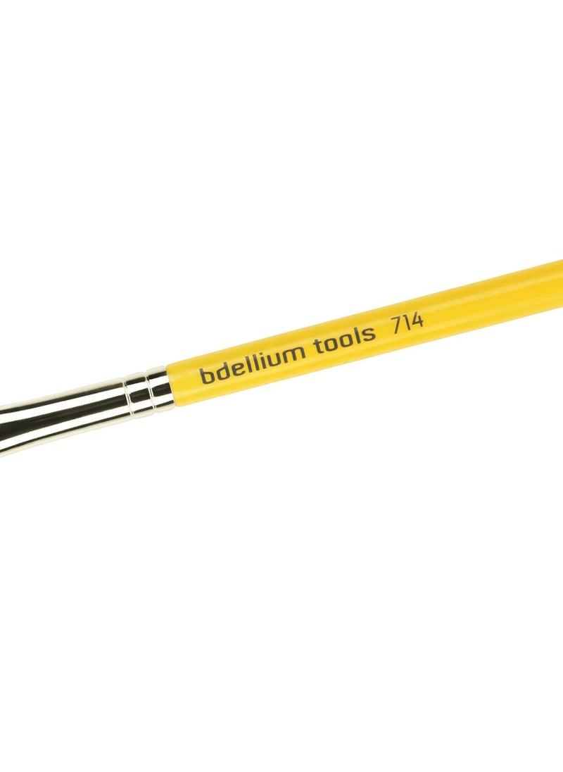 Bdellium Tools Professional Makeup Brush - Travel 714 Flat Eye Definer - Short Wooden Handle for Convenient Travel, For Eye Definition (Yellow, 1pc)