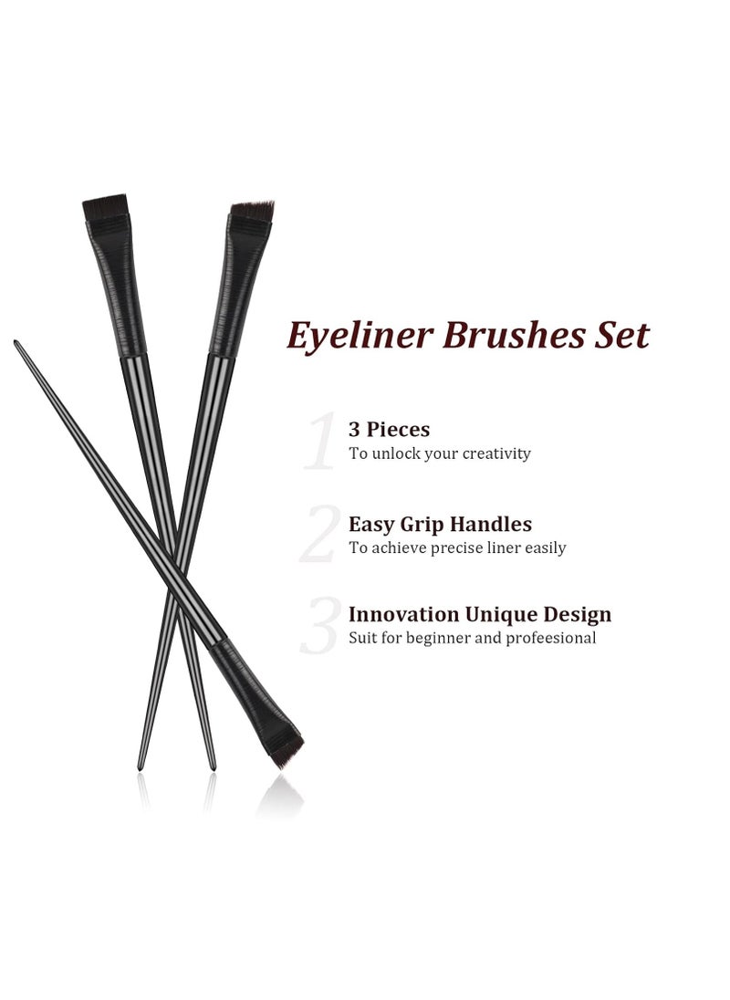 Fine Angled Eyeliner Brush, Ultra thin Precision Eyeliner Brushes Fine Point Angled Eyebrow Concealer Brush Set of 3, Makeup Brush Tool Gel Eyeliner Brush for Precision Eye Liner Brows