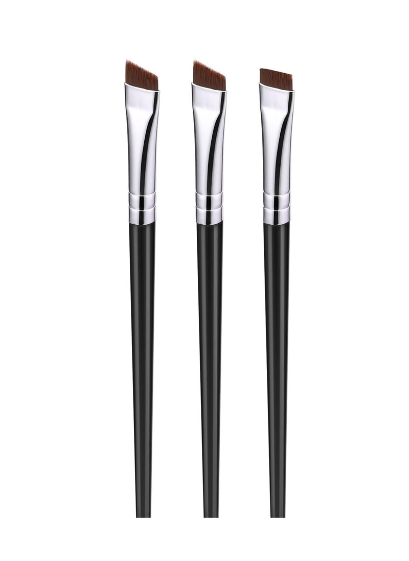 JASSINS Fine Eyeliner Brushes,3 PACK Ultra thin Angled Eyeliner Brushes And Eyebrow Brush Set,Women's Quality Gel Eye Liner Makeup Brush,For Newbies and salons Makeup Tools (BLACK)