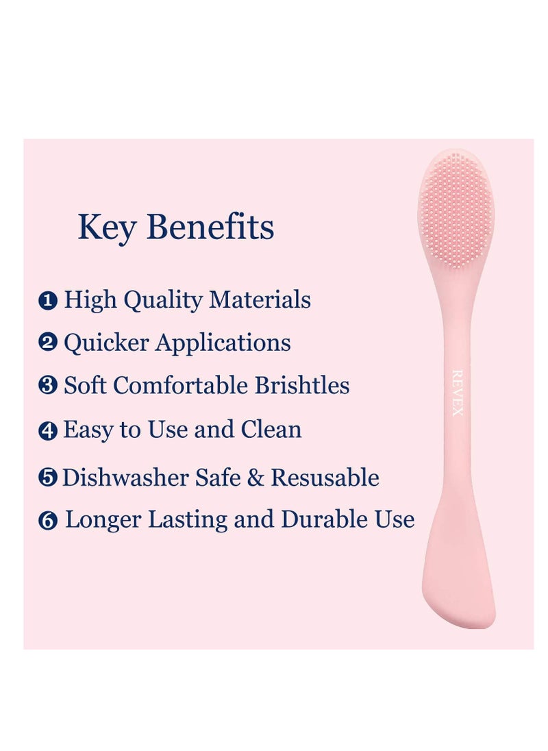 REVEX Silicone Face Mask Applicator,Face Scrubber,2Pcs Mask Applicator Tool for Facial Mud,Facial Cleansing Brushes with Bristles for Makeup Skincare Removal.(Pink+Gray)