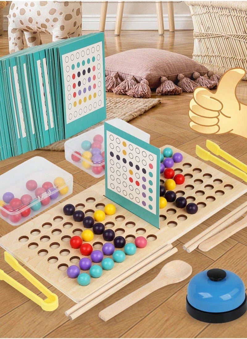 Interactive Double Battle Bead Game for Two Players - Engaging Wooden Puzzle Toy for Children, Promotes Color Recognition, Enhances Hand-Eye Coordination, and Fosters Focus and Early Learning