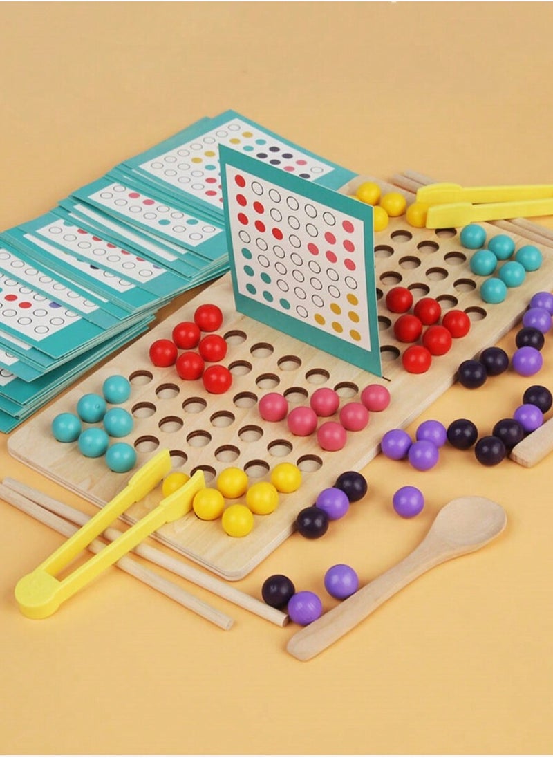 Interactive Double Battle Bead Game for Two Players - Engaging Wooden Puzzle Toy for Children, Promotes Color Recognition, Enhances Hand-Eye Coordination, and Fosters Focus and Early Learning