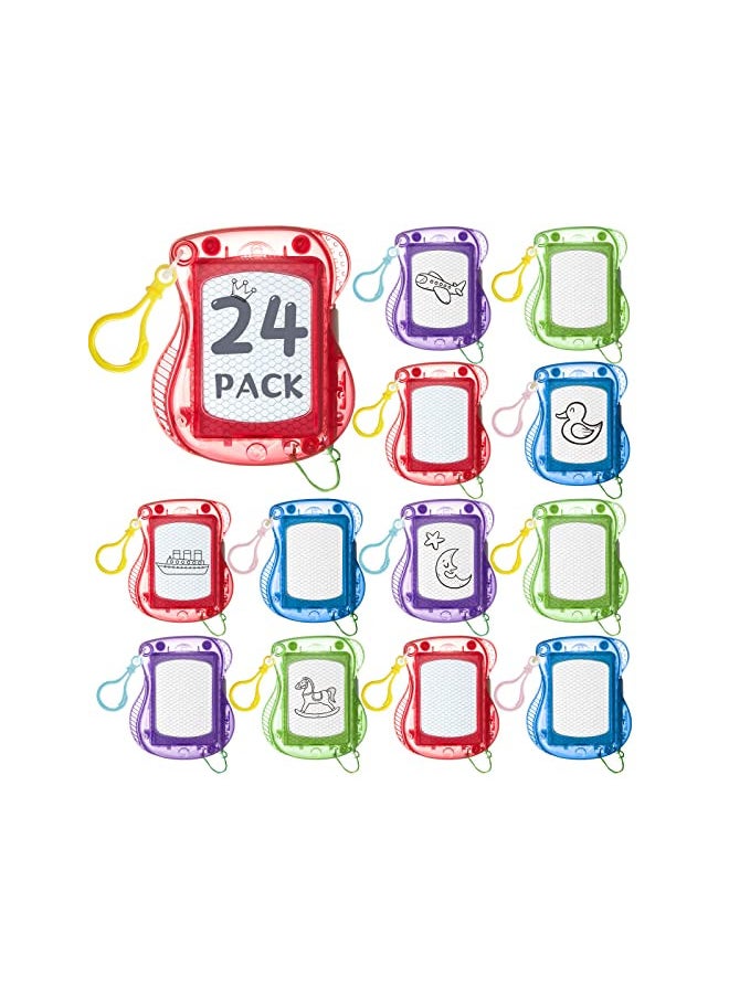 24 Pcs Mini Magnetic Drawing Boards Doodle Board for Kids Backpack Keychain Clip Drawing Board Erasable Sketch and Painting Pad for Classroom Rewards Party Favors Goodie Bag Stuffers (Classic Style)