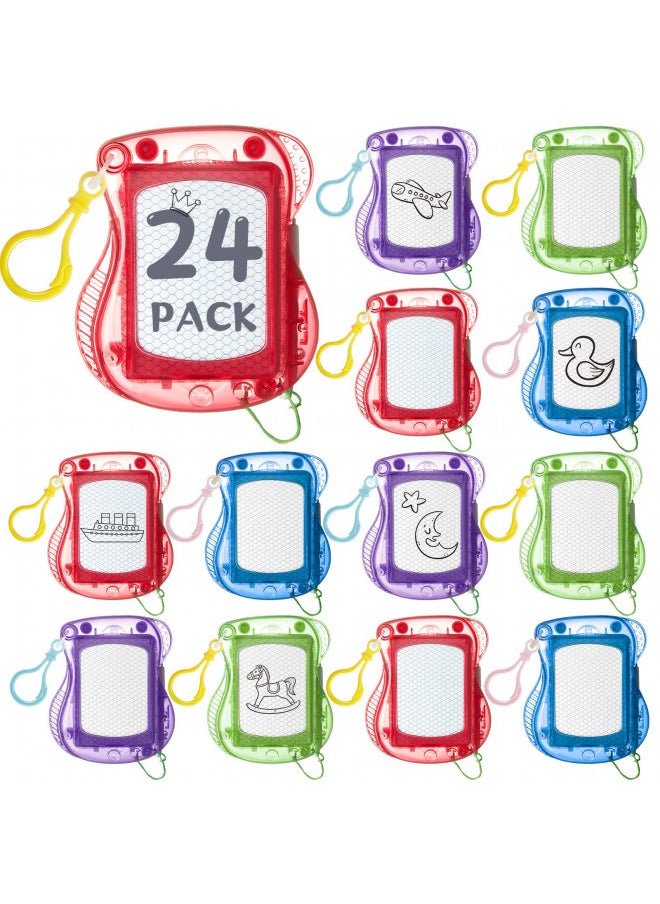 24 Pcs Mini Magnetic Drawing Boards Doodle Board for Kids Backpack Keychain Clip Drawing Board Erasable Sketch and Painting Pad for Classroom Rewards Party Favors Goodie Bag Stuffers (Classic Style)