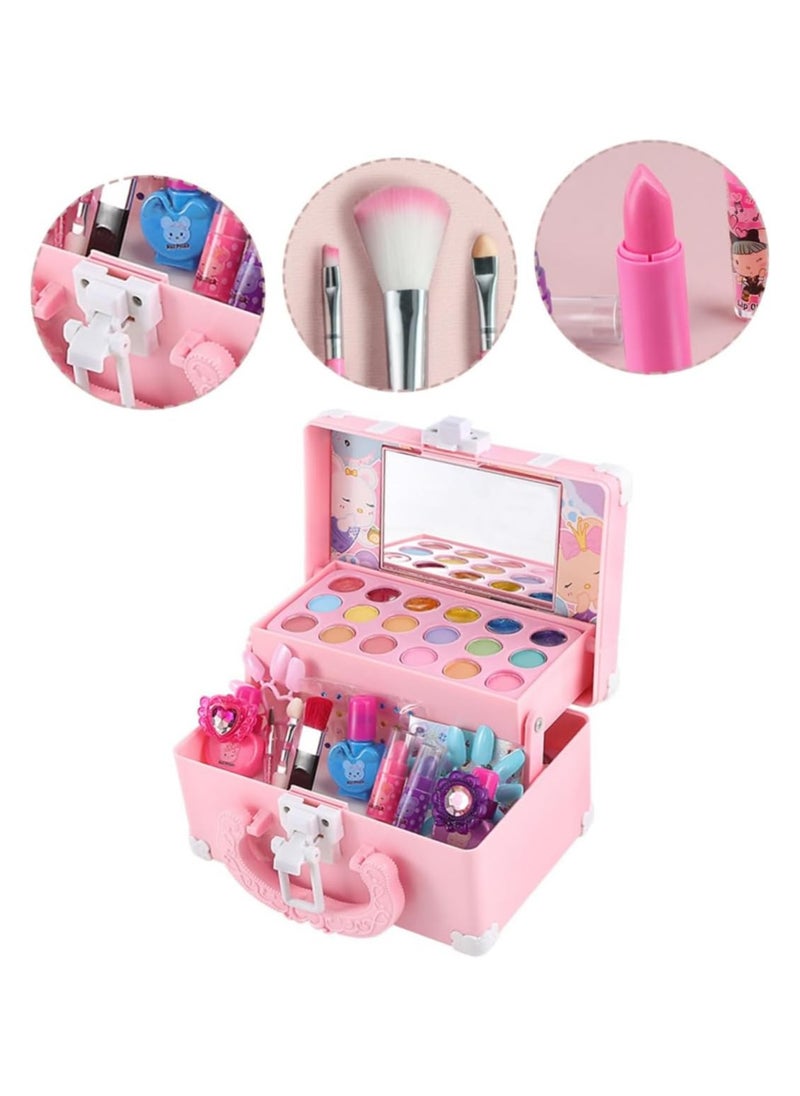 Kids Makeup Kit for Girls Cosmetic Beauty Set Portable Makeup Kit with Storage Case Washable and Nontoxic Cosmetic Toys for Girls Gift