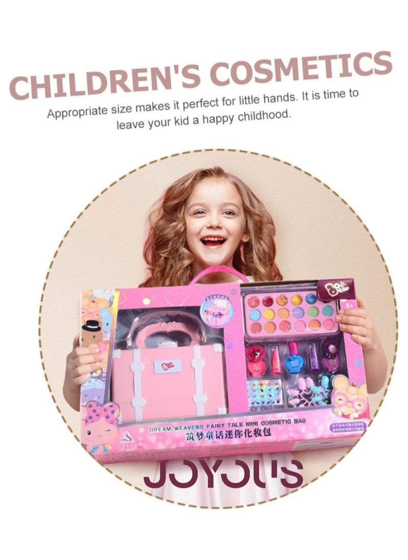 Kids Makeup Kit for Girls Cosmetic Beauty Set Portable Makeup Kit with Storage Case Washable and Nontoxic Cosmetic Toys for Girls Gift