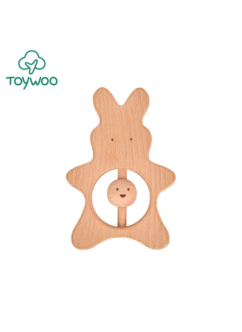 Wooden Rattles Four-piece Set of Hand Rattles Orff Musical Instruments Infant Hand-held Rattles Baby Early Education Toys Rabbit Rattles