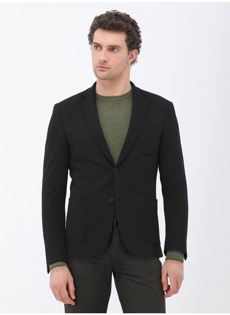 Black Modern Fit Knitted Jacket