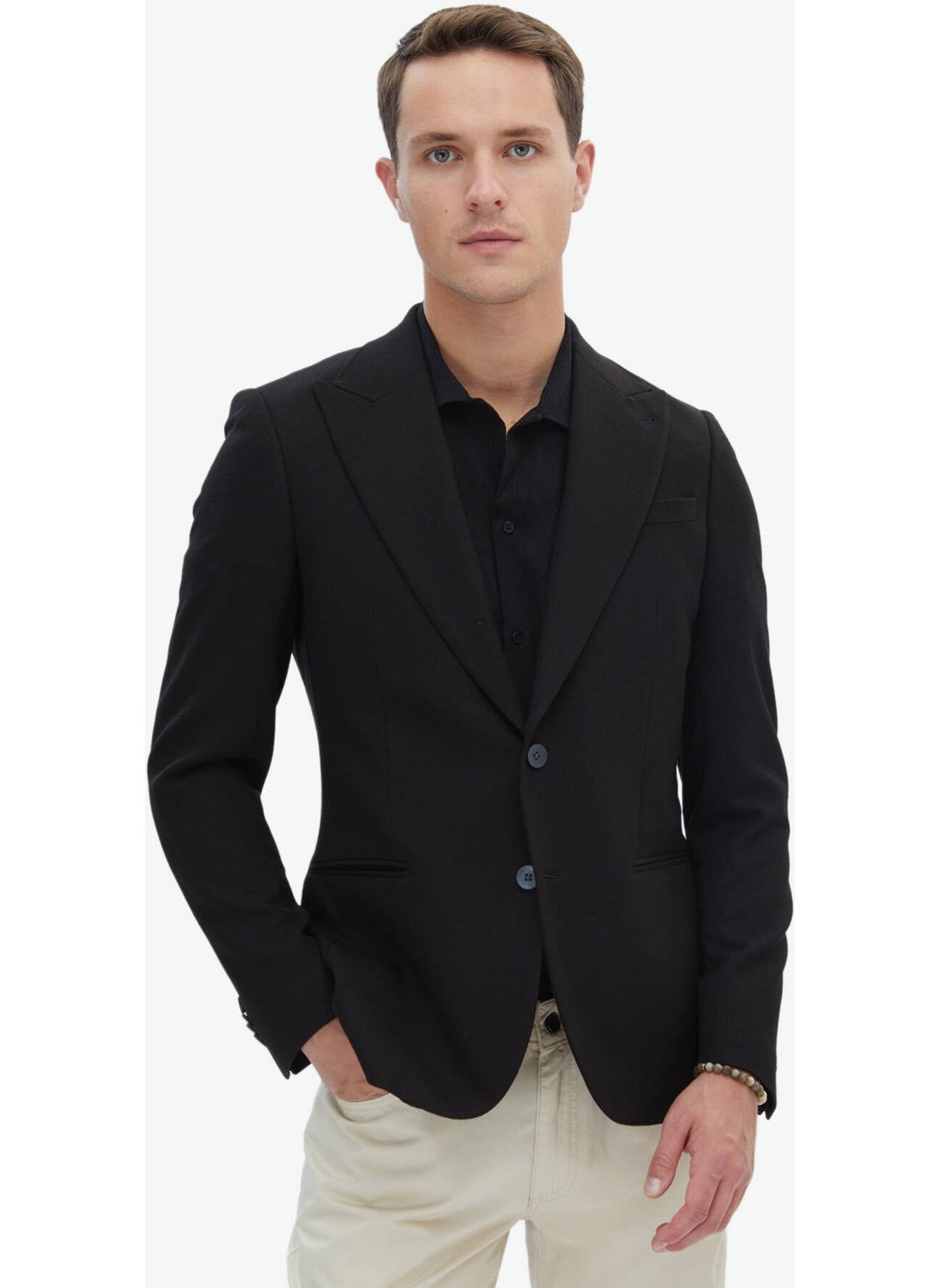 Black Plain Slim Fit Jacket