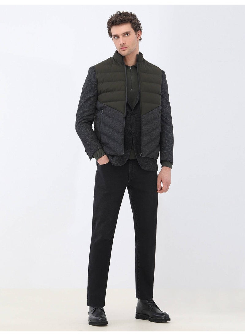 Black Patterned Modern Fit Knitted Jacket