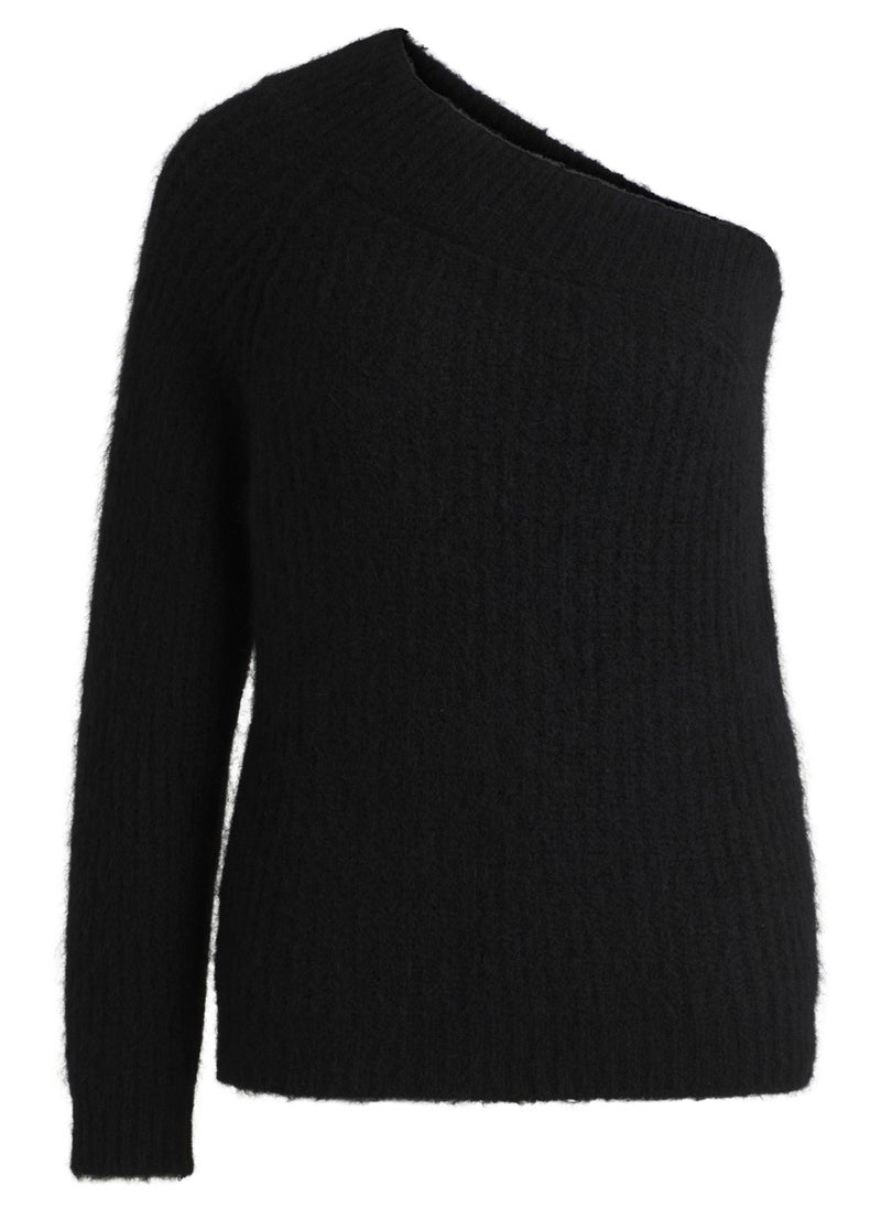 One-shoulder regular-fit sweater with knitted structure