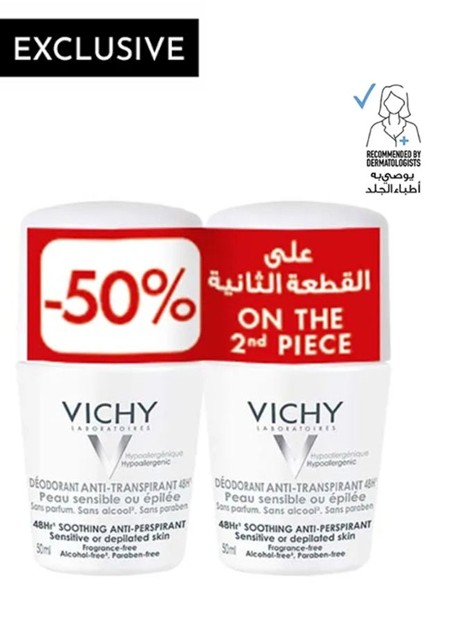 Pack of 2 Vichy Deodorant Anti-Perspirant Buy 1 and Get 50% on the Second One Clear (50+50)ml