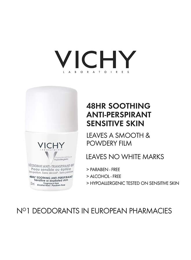 Pack of 2 Vichy Deodorant Anti-Perspirant Buy 1 and Get 50% on the Second One Clear (50+50)ml