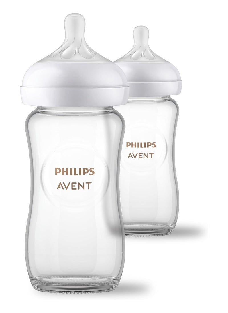 Philips Avent Glass Natural Baby Bottle with Natural Response, 240ml, 2pk