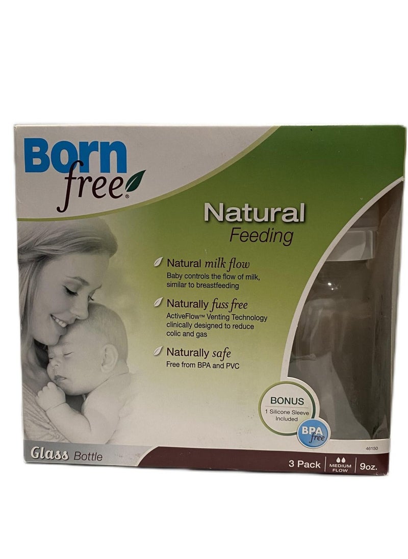 Baby Feeding Bottle Glass Born Free 260ML Triple bottle