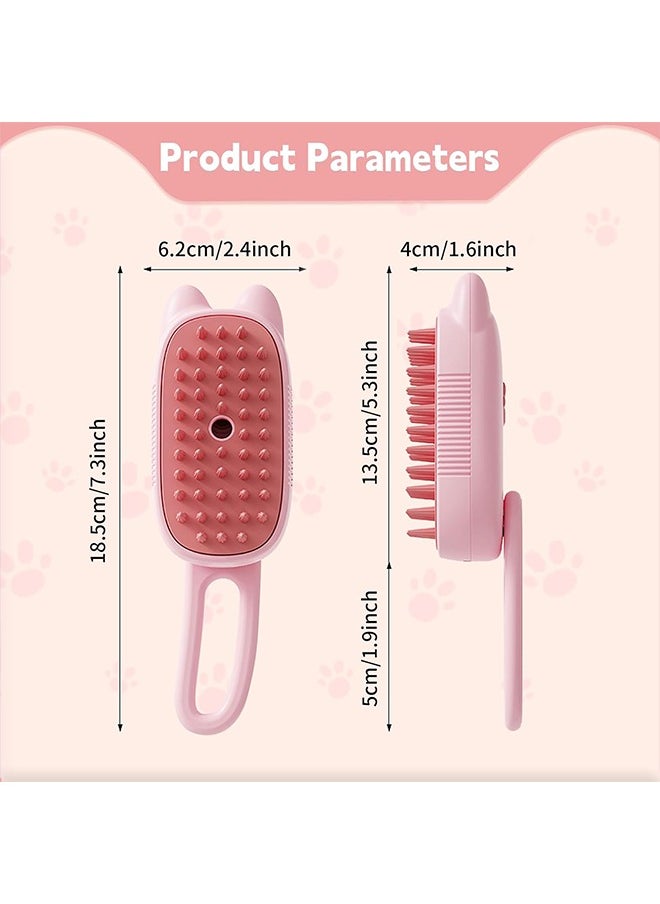 3 in 1 Silicone Pet Grooming Brush (Pink) - Steamy Brush Comb for Deshedding, Bathing, and Massaging Cats and Dogs (Dry and Wet Use)