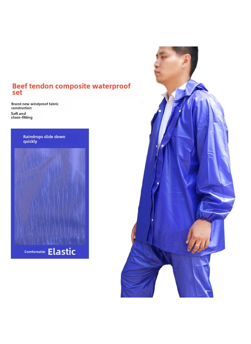 Thickened Split Raincoat Set for AdultsSea blue Oxford suit [thickness 23 silk]] Sea blue Oxford suit [thickness 23 silk]]