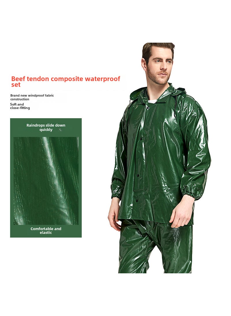 Thickened Split Raincoat Set for AdultsArmy green Oxford suit 