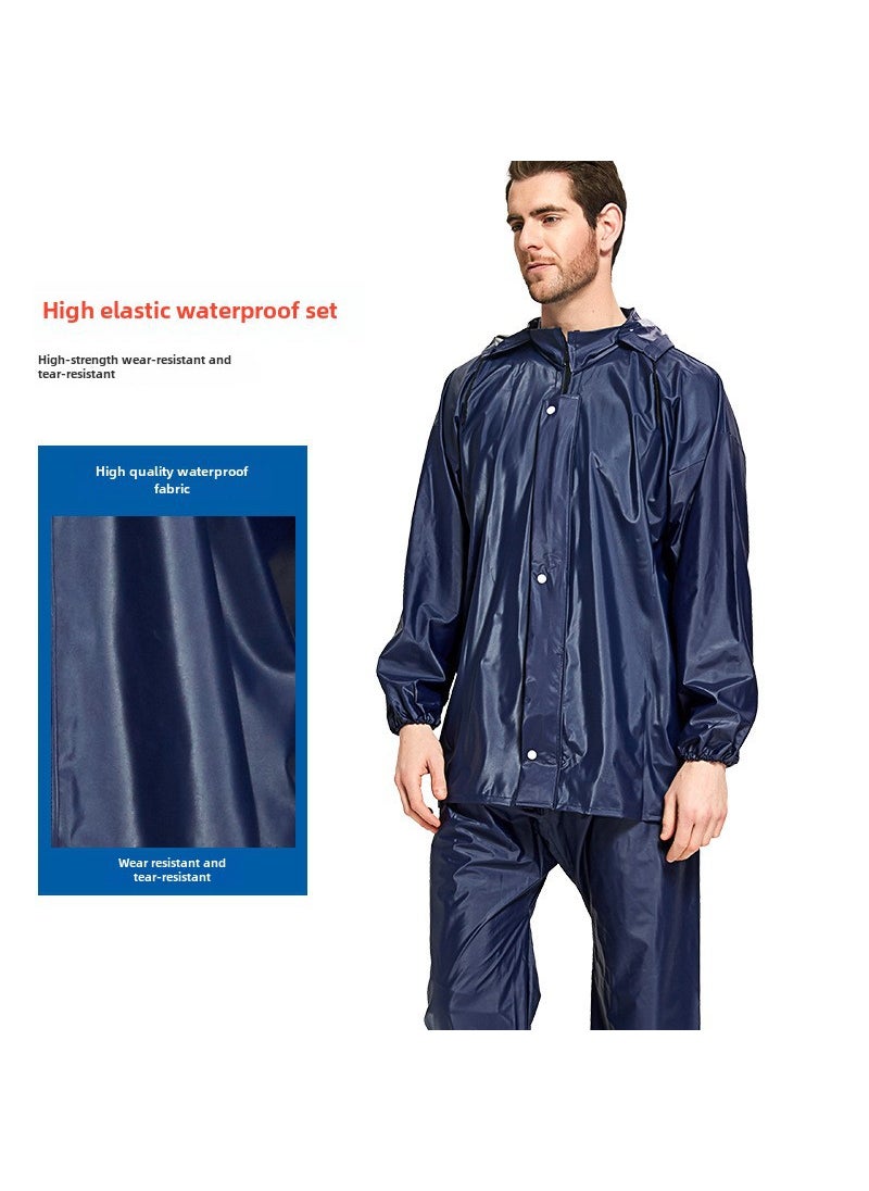 Thickened Split Raincoat Set for AdultsHigh elastic navy blue suit [thickness 23 silk]] High elastic navy blue suit [thickness 23 silk]]