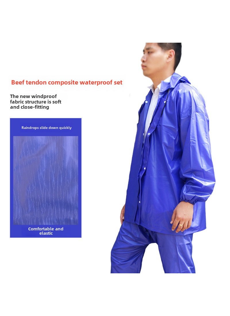 Thickened Split Raincoat Set for AdultsSea blue Oxford suit [thickness 27 silk]] Sea blue Oxford suit [thickness 27 silk]]