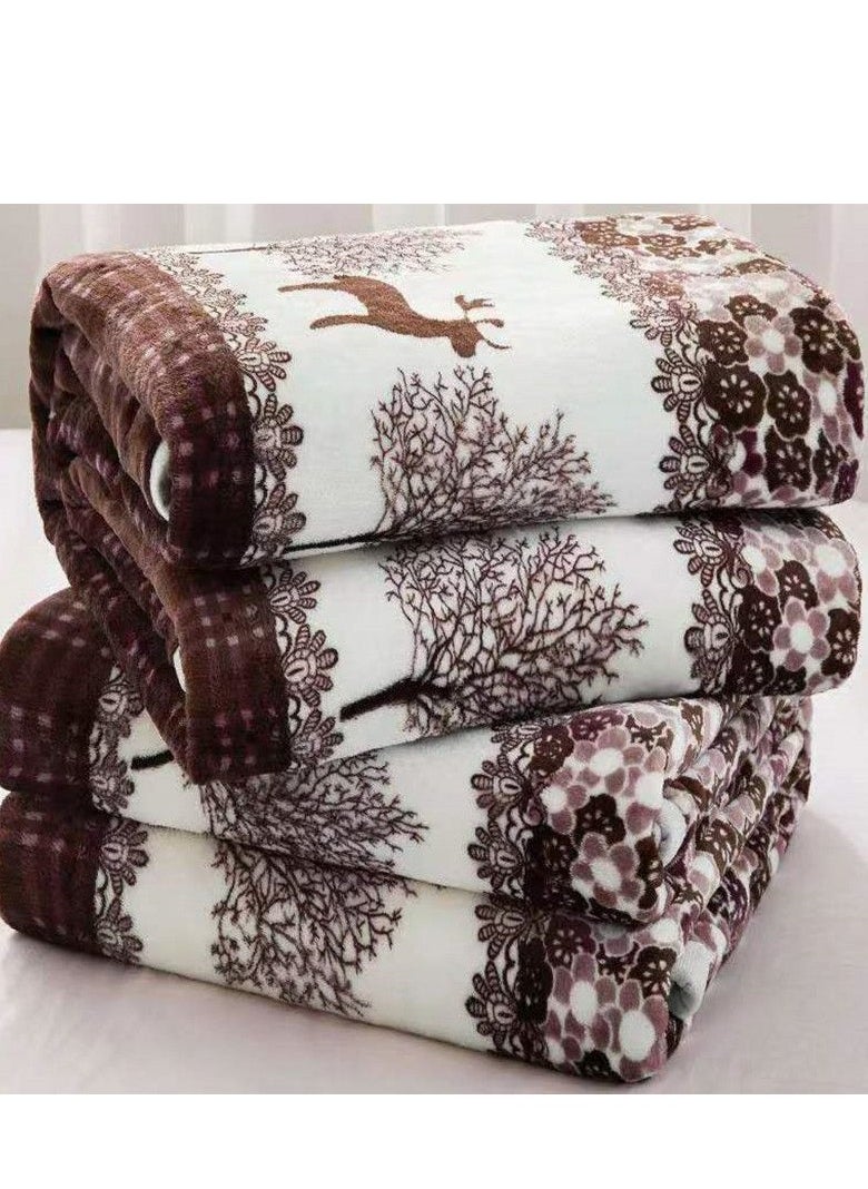 Trees Pattern Thick Soft Home Blanket Cotton Multicolour 120x200centimeter