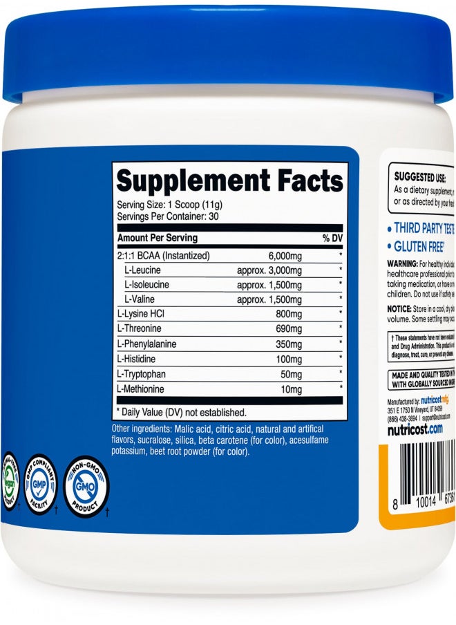 Nutricost EAA Powder 30 Servings (Peach Mango) - Essential Amino Acids - Non-GMO, Gluten Free, Vegetarian Friendly