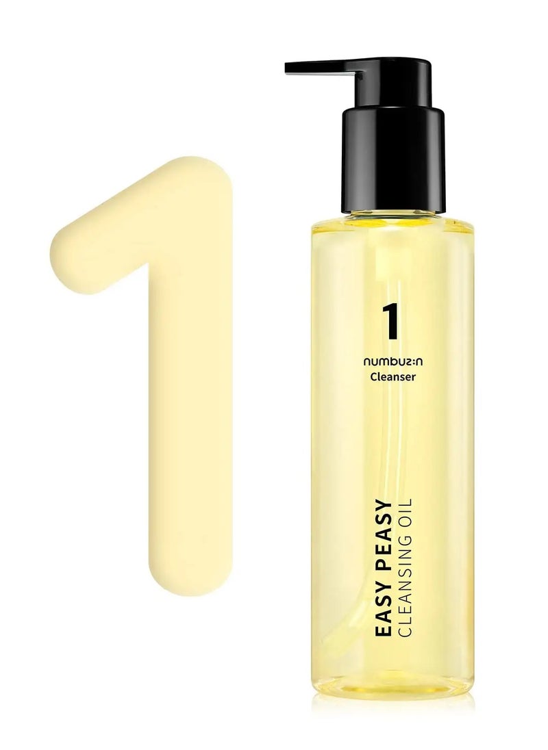 Korean Skincare Numbuzin No.1 Easy Peasy Cleansing Oil | Makeup Removing Facial Cleanser, Unclogs Pores, Non-heavy, nature-derived ingredients | Korean Skin Care for Face, 6.76 fl oz