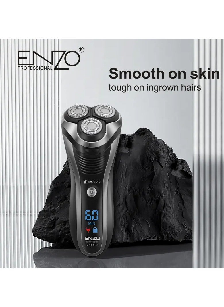 ENZO EN-9309 Triple Blades Beard Trimmer & Electric Shaver Cordless, Waterproof USB Charging Razor