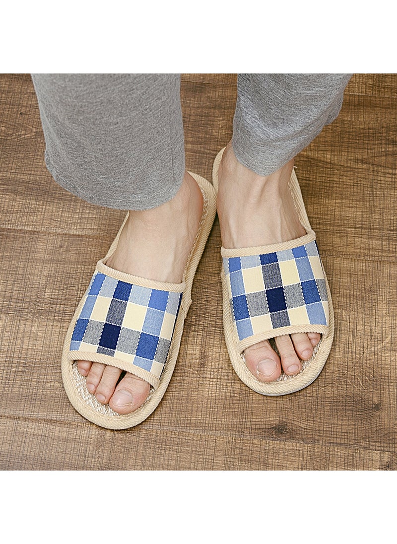 Summer Linen Slippers Unisex Home Wear Non-Slip ComfortDark blue Dark blue