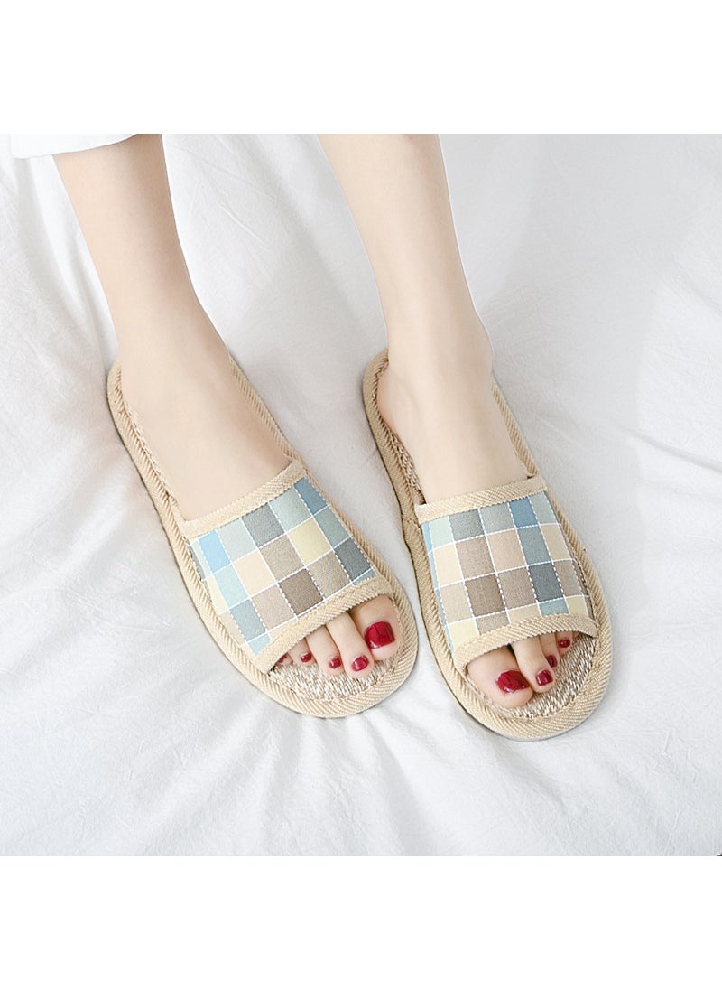 Summer Linen Slippers Unisex Home Wear Non-Slip ComfortLight blue Light blue