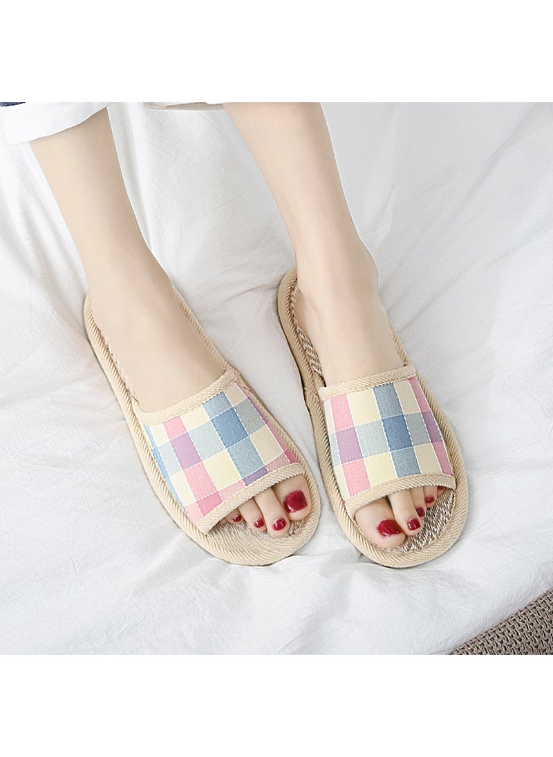 Summer Linen Slippers Unisex Home Wear Non-Slip ComfortPink Pink