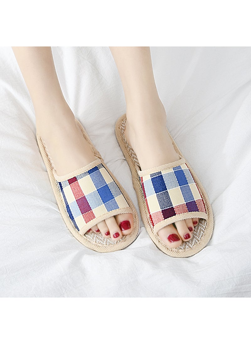 Summer Linen Slippers Unisex Home Wear Non-Slip ComfortBright red Bright red