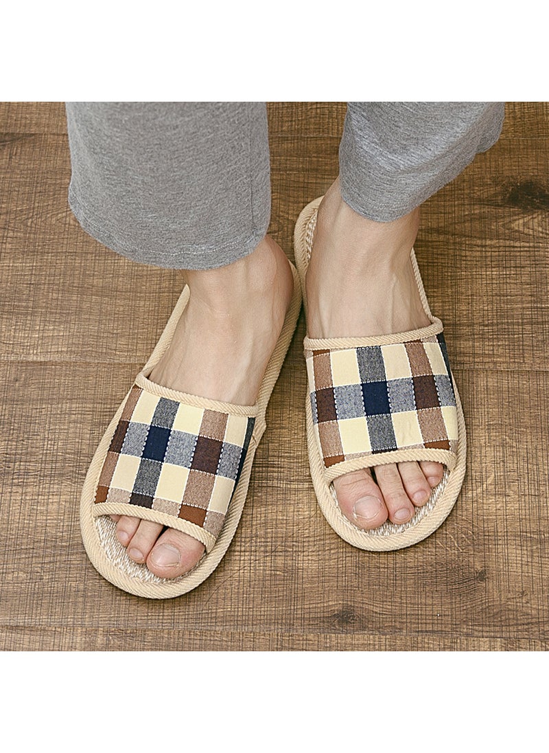 Summer Linen Slippers Unisex Home Wear Non-Slip ComfortBrown Brown