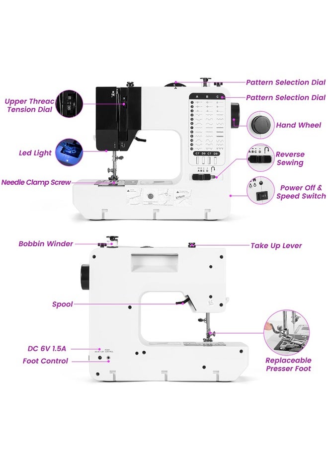 Sewing Machine,Mini Sewing Machine，Stitching Machine,38 Stitches Adjustable Speed Two Thread with Foot Pedal & Extension Table