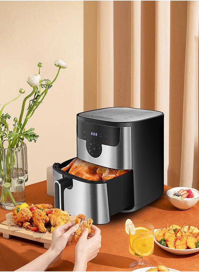 Digital Air Fryer Large Size With One-touch Panel, 360° Turbo Airflow Tech,6 recipes, Nonstick Air Fryers Basket,Dishwasher-safe,Automatic power-off memory 10L 2000W KW-0635 Light Grey