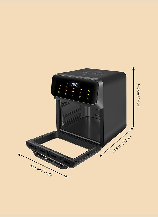 Digital air fryer large size, windowable, one-touch panel, 360° turbo airflow technology, built-in baking tray, automatic memory power-off, dishwasher safe 12L 2000W GA-5003 black