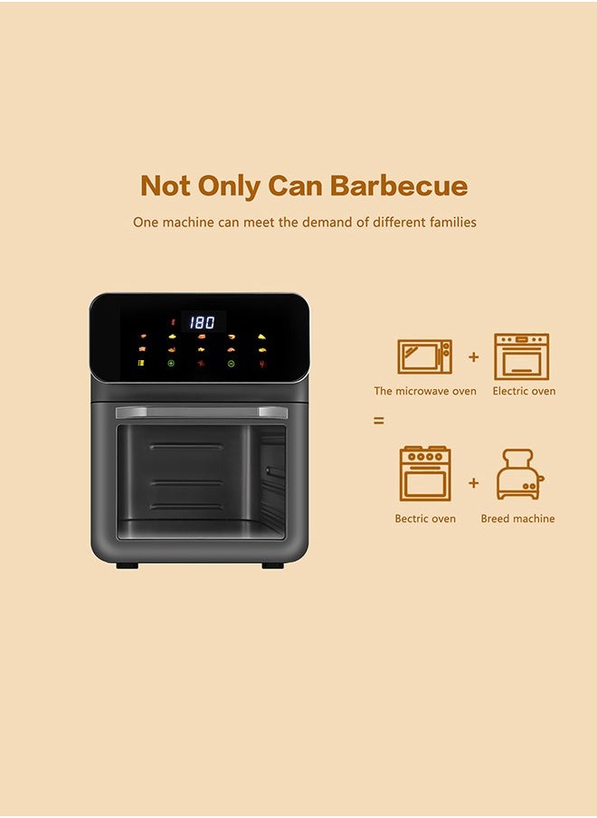 Digital air fryer large size, windowable, one-touch panel, 360° turbo airflow technology, built-in baking tray, automatic memory power-off, dishwasher safe 12L 2000W GA-5003 black