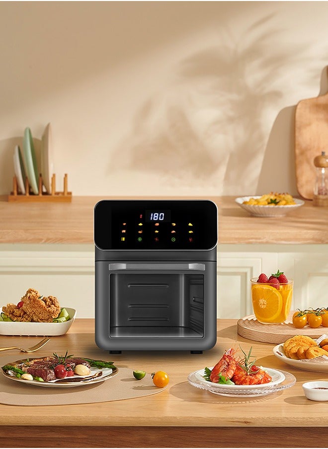 Digital air fryer large size, windowable, one-touch panel, 360° turbo airflow technology, built-in baking tray, automatic memory power-off, dishwasher safe 12L 2000W GA-5003 black