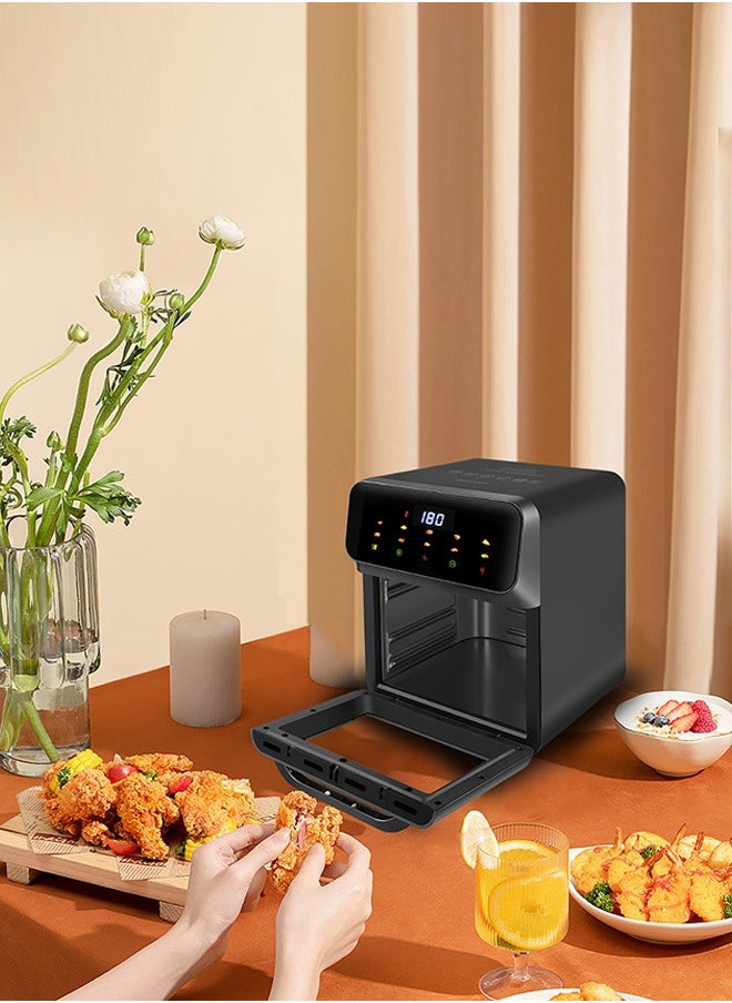 Digital air fryer large size, windowable, one-touch panel, 360° turbo airflow technology, built-in baking tray, automatic memory power-off, dishwasher safe 12L 2000W GA-5003 black