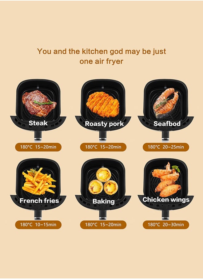 Digital Air Fryer Large Size With One-touch Panel, 360° Turbo Airflow Tech, Nonstick Air Fryers Basket,Dishwasher-safe,Automatic power-off memory 6.8L 2000W KW-0634 Black